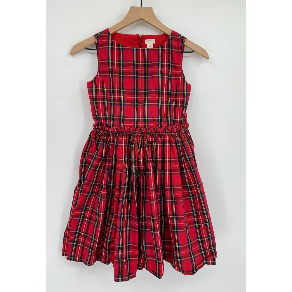 J Crew Dress Girls 10 Red Plaid Tartan Christmas Holiday Ruffle Crewcuts